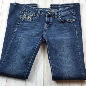 LA IDOL Distressed Medium Wash Jeans Size 7